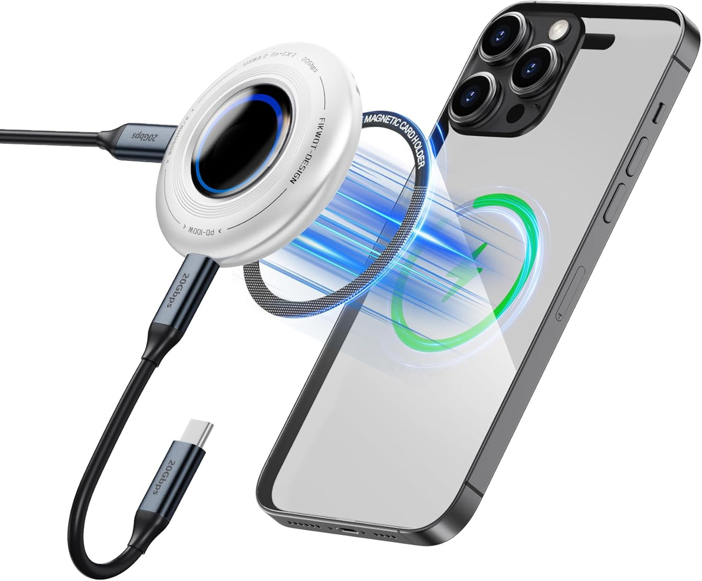 FP108 1TB Magnetic Portable SSD, External Solid State Drives with PD-100W and 2050MB/s USB-C 3.2 Gen 2x2, Play While Charging, Compatible with iPhone 16/15 Pro Max, Android, PC, Mac, Switch Lite