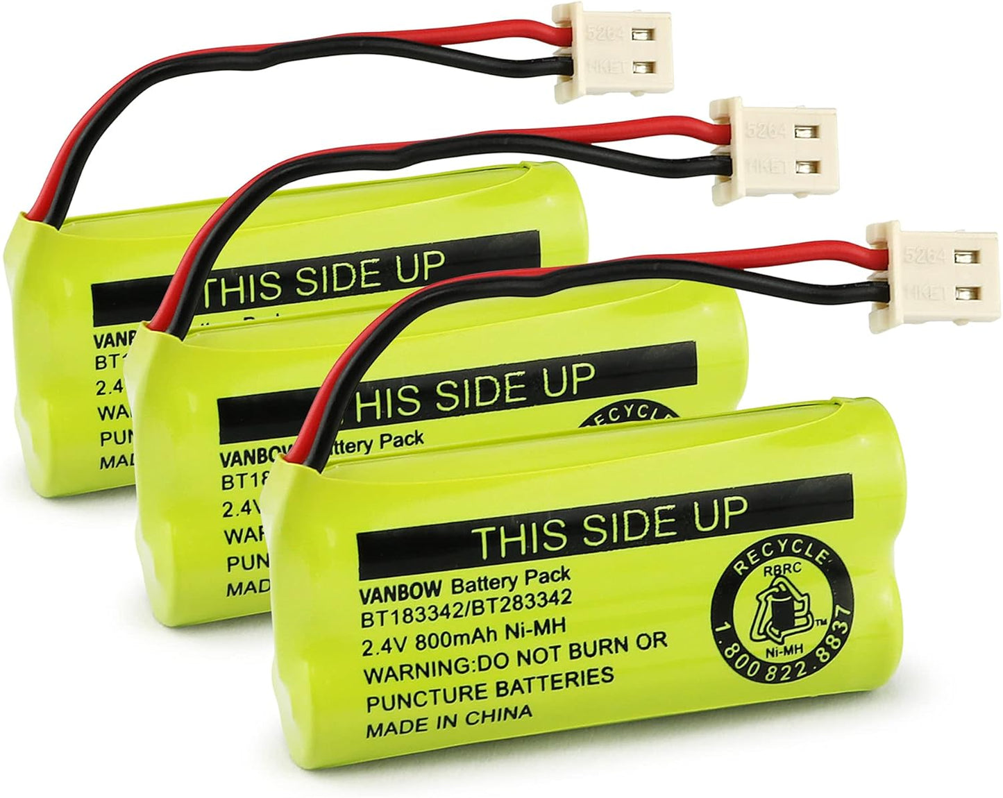 BT183342/BT283342 2.4V 800mAh Ni-MH Battery Compatible with AT&T VTech Cordless Phone Batteries BT166342/BT266342 BT162342/BT262342 CS6709 CS6609 CS6509 CS6409 EL52100 EL50003 (Pack 3)