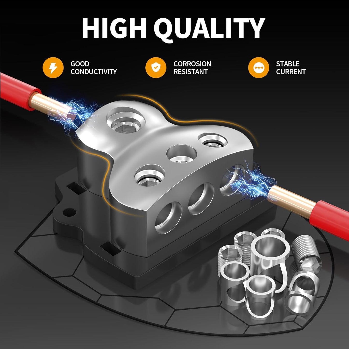 3 Way Power Distribution Block Car Audio Splitter 1 x 0 Gauge in / 3 x 4 Gauge Out Ground Distribution Block Amp for Automotive Car Boat 2 Pack