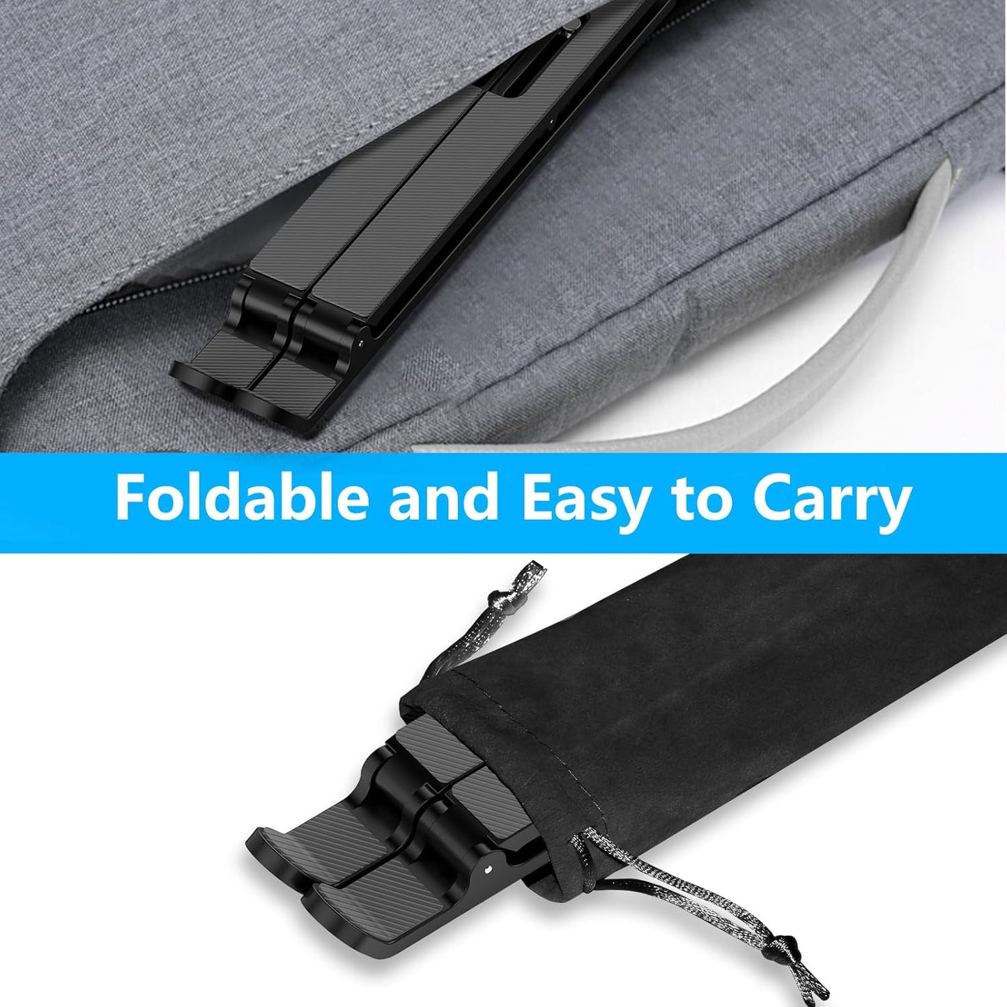 Adjustable Laptop Stand, Portable Laptop Riser for Desk, ABS+Silicone Foldable Ventilated Cooling Notebook Holder Stand for 10-15.6” Laptops,Tablets