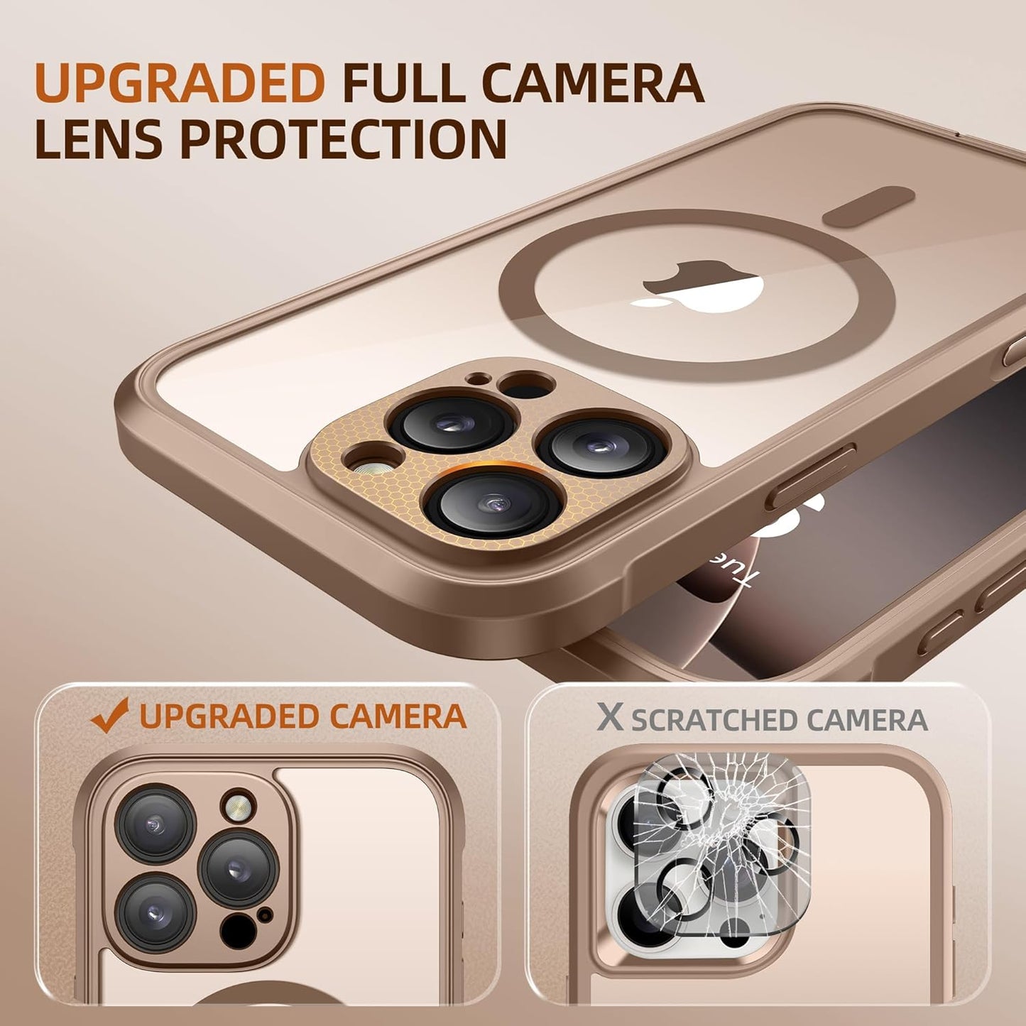 BERFY Magnetic for iPhone 16 Pro Max Case, Compatible with MagSafe, [Built-in 9H Tempered Glass Screen Protector & Upgraded Camera Protection]Full Body Shockproof Phone case for 16 ProMax,Desert Brown