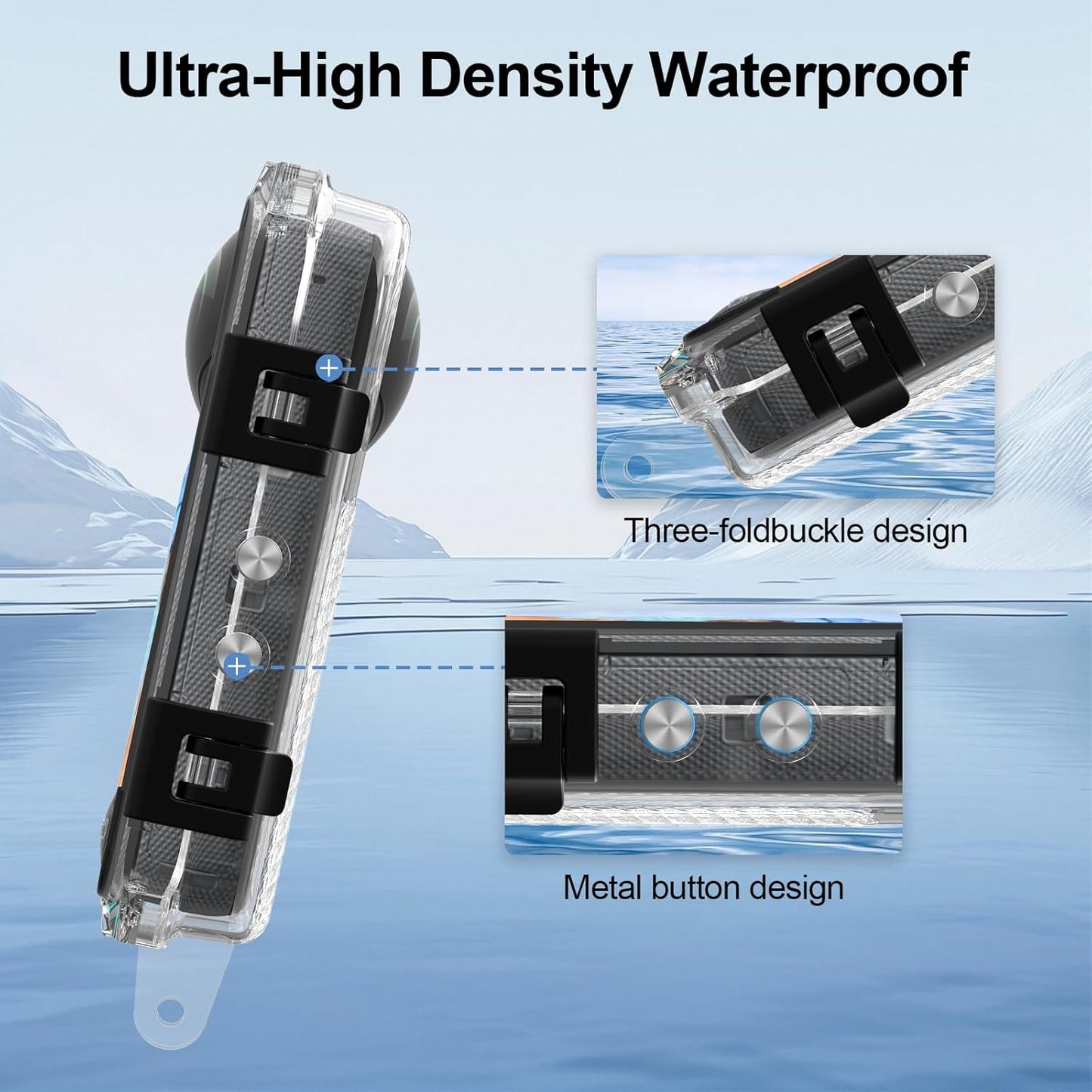 Hualele Waterproof Invisible Dive Case 50m/164ft Underwater Camera Housing for Insta360 X4, Shell Protective Case for X4 with Bracket Accessories Clear
