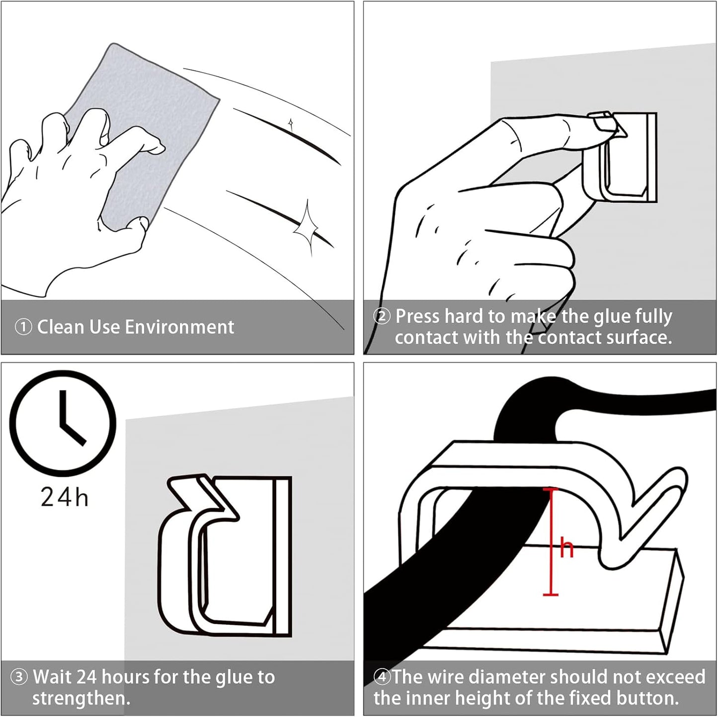 XHF 3/4” Adhesive Cable Wire Clips White 60pcs, Cable Staples Outdoor Cable Management Wire Organizer Cord Holder for Under Desk, Car, Wall, TV PC Ethernet Cable