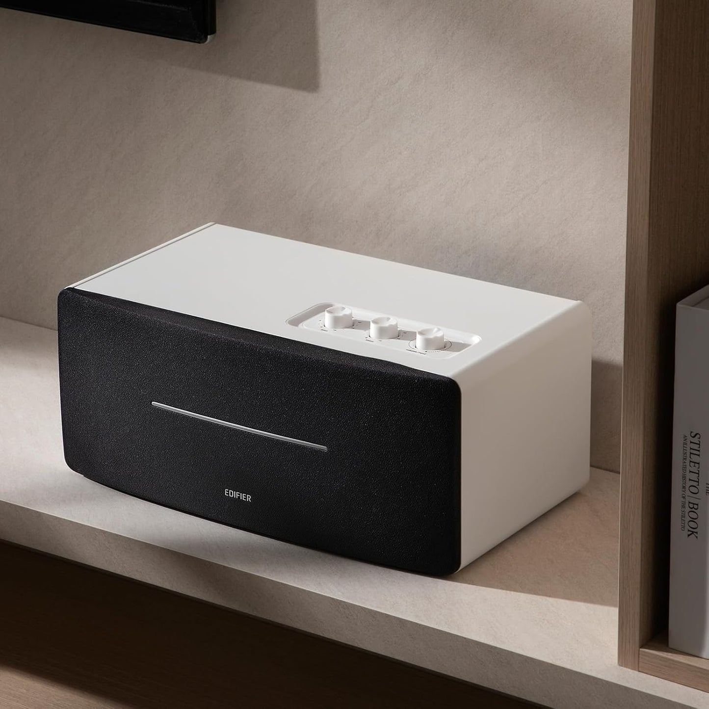 Edifier D12 Integrated Desktop Computer Speakers with Bluetooth 5.0, Wireless Stereo Tabletop Speaker 70 Watts RMS with Subwoofer Line Out, RCA, Aux Input for PC Monitor Laptop (White)