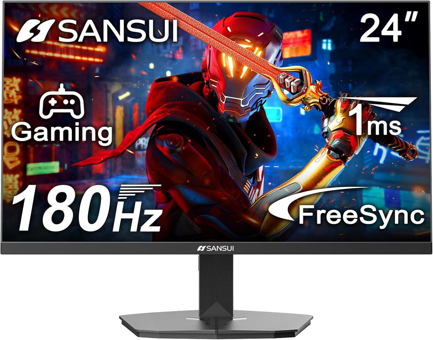 SANSUI 24 Inch Gaming Monitor 180Hz, DP 1.4 & HDMI 2.0 Ports High Refresh Rate Computer Monitor, Racing FPS RTS Modes, 1ms Response Time 110% sRGB (ES-G24F4, HDMI Cable Included)
