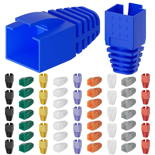 CableGeeker 100-Pack Cat7 / Cat8 RJ45 Strain Relief Boots, RJ45 Boot, Cat 6 Boot, Cat6 Ethernet Boots, Suitable for 8.5mm(0.33in) Ethernet Cables (Square-Press Multicolor)