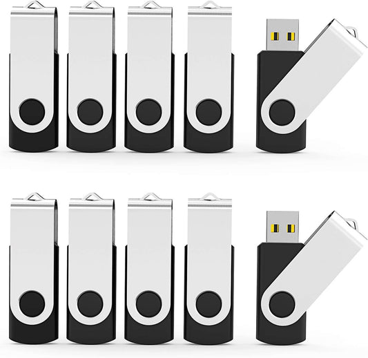 Aiibe 4GB Flash Drive 20 Pack USB Flash Drives Bulk USB 2.0 Thumb Drives Zip Drive Fold Stoage Memory Stick Jump Drives 4GB with LED Status Light (4G, 20 Pack, Black)