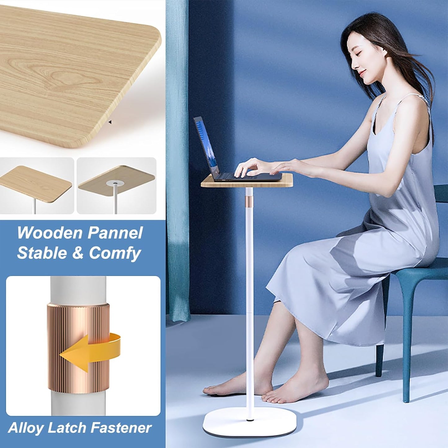 Mobile Standing Desk Height Adjustable Floor Laptop Stand, Computer Cart Workstation, Projector Stand, Teacher Podium for Home, Office, Classroom