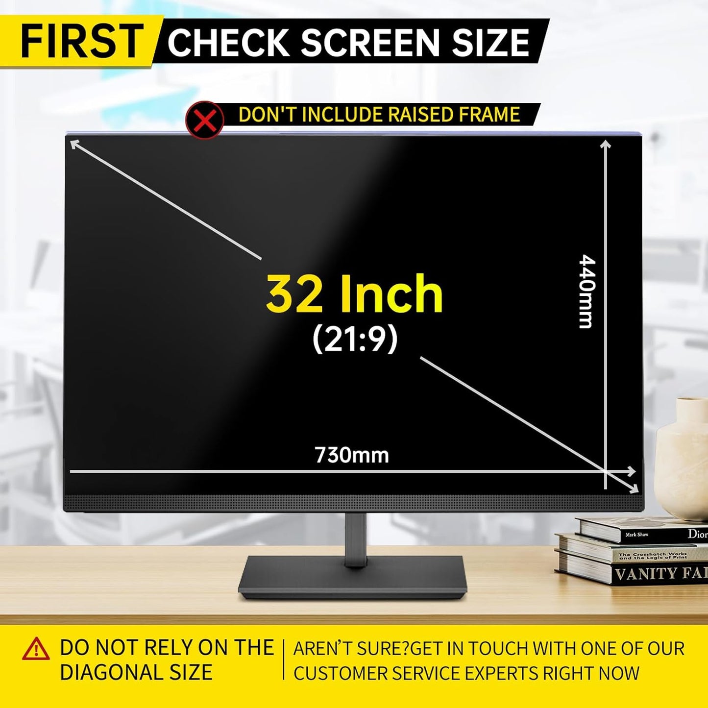 32 Inch Privacy Screen for 16:9 Computer Monitor, Anti-Blue Light Monitor Privacy Screen Filter, Anti-UV Computer Shield, Hanging Type