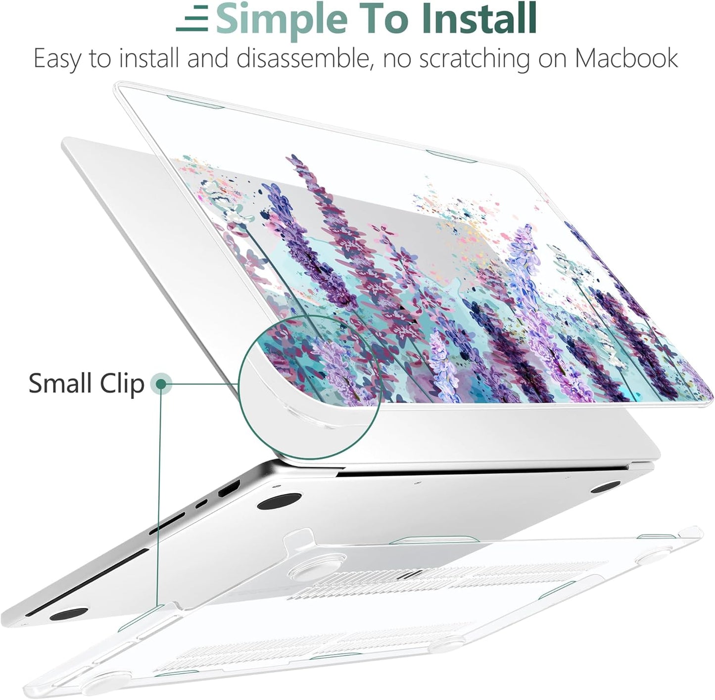 DONGKE for M4 MacBook Pro 16 Inch Case 2024 2023 2021 A3403 A3186 M3 A2991 M2 A2780 M1 A2485 Pro/Max Chip, Plastic Hard Shell Case & Keyboard Cover for Mac Pro 16 with Touch ID, Lavender Flowers