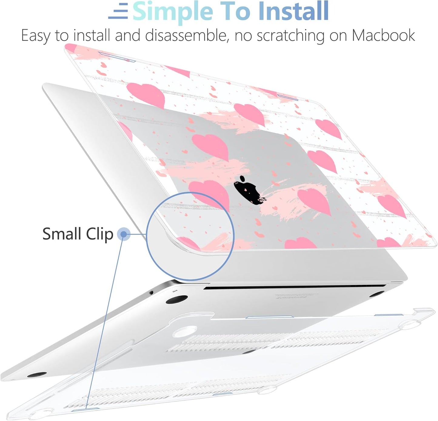 MEEgoodo Case for MacBook Pro 13 inch Case 2022 2021 2020 New A2338 M2/M1 A2251 A2289, Hard Shell with Keyboard & Camera Cover Compatible with 13 inch MacBook Pro, Watercolor Hearts & Grunge Elements