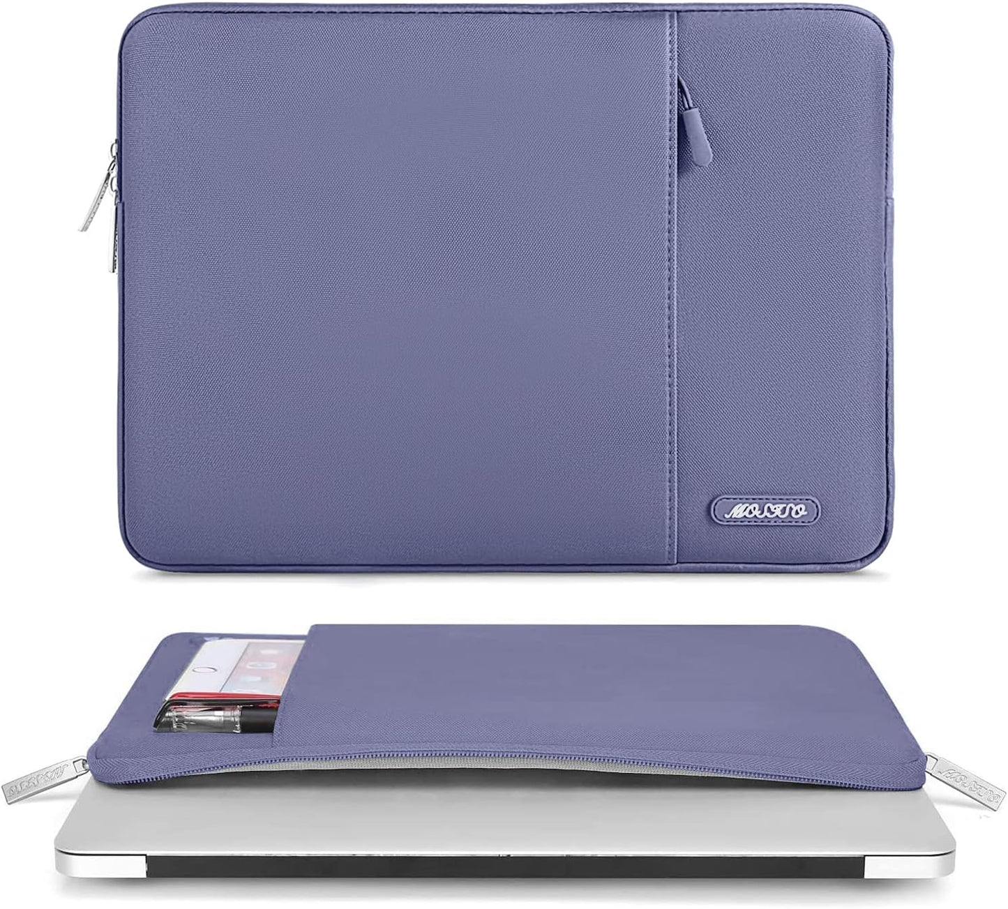 MOSISO Laptop Case 13.3 inch, 13-13.3 inch Laptop Sleeve Compatible with MacBook Air/Pro 13 / Pro 14, HP Dell ASUS Lenovo Notebook, Polyester Vertical Computer Sleeve Bag with Pocket, Lavender Gray