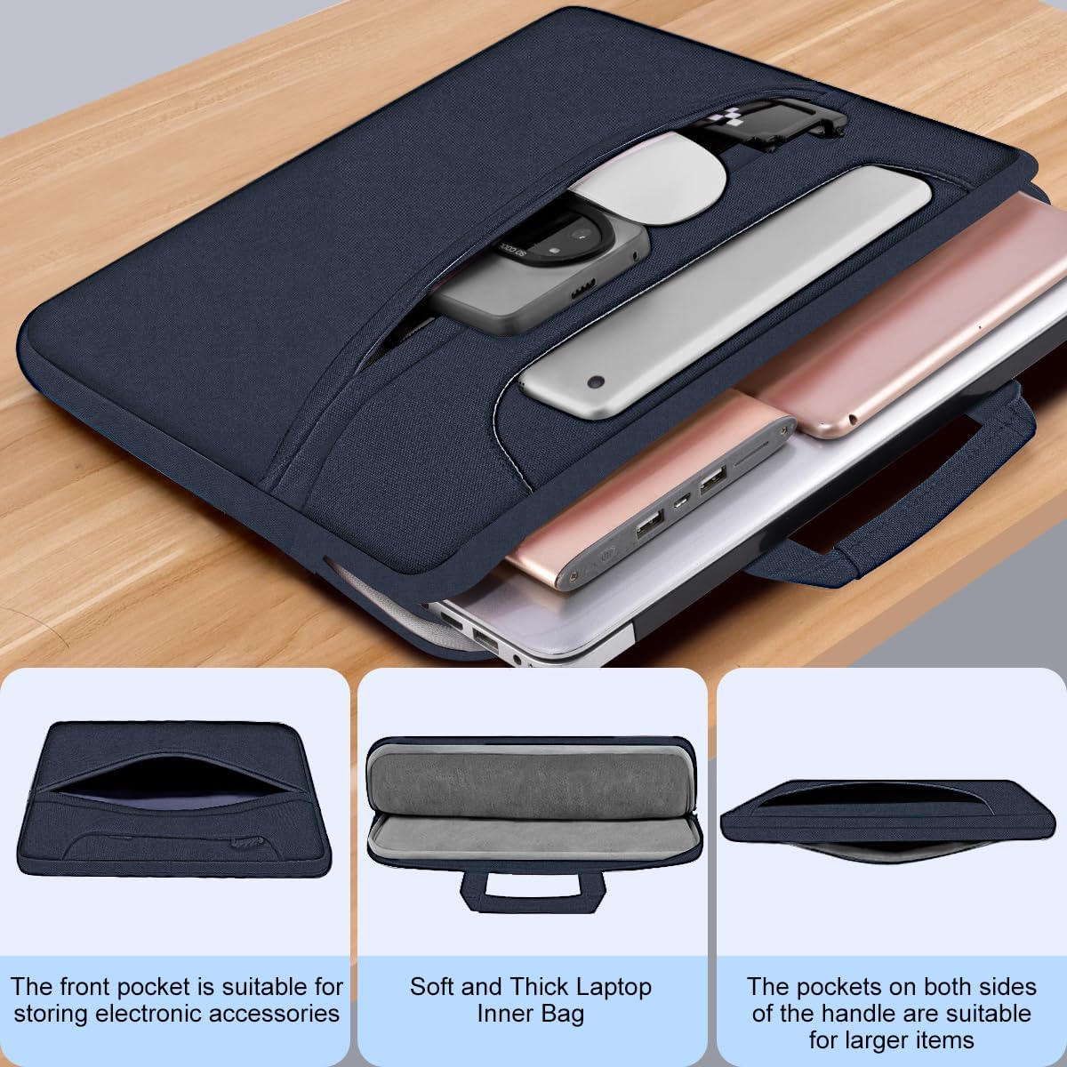 Universal Laptop Shoulder Bag 13-17.3 Inch Shockproof Briefcase with Multi-Pockets & Adjustable Strap for MacBook Pro/Air