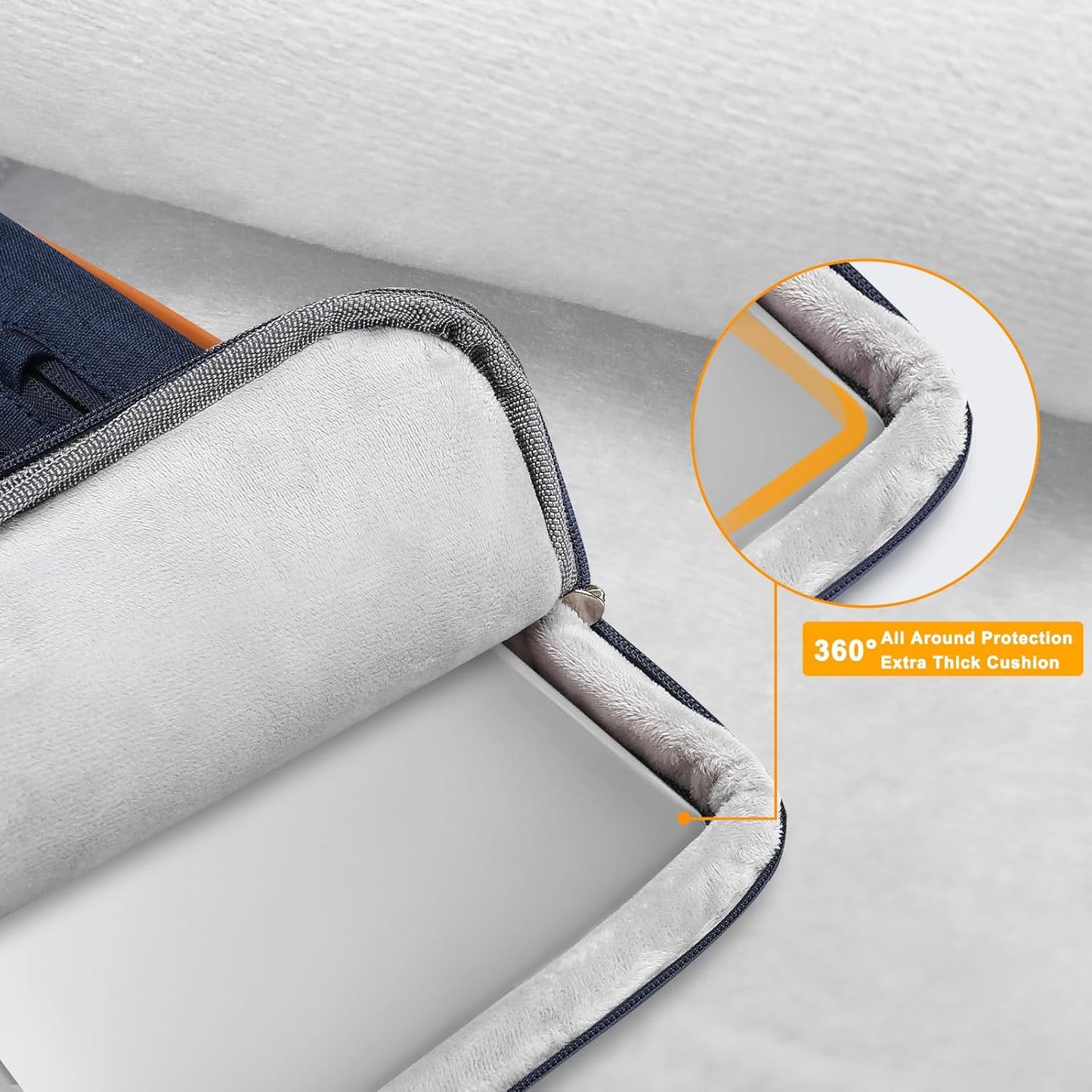 MOSISO 360 Protective Laptop Case 14 inch, 14 inch Laptop Sleeve Compatible with HP Lenovo Dell ASUS Acer, HP, Dell Latitude, Lenovo, Side Open Carrying Case with 4 Zipper Pockets&Handle, Navy Blue