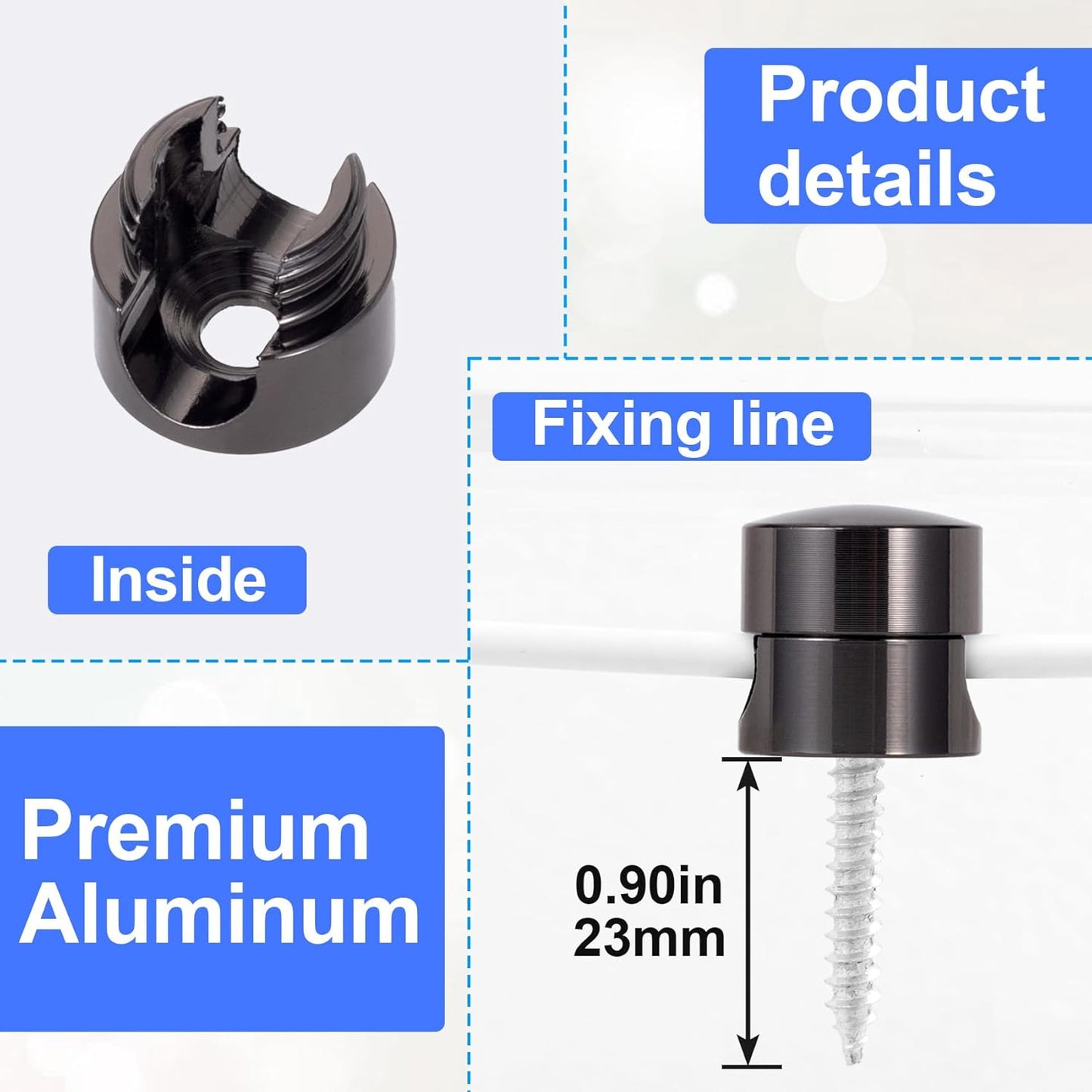 3 Sets Charger Holders for Cords, Black Adjustable Cable Anchor Holders, Adhesive Metal Cord Clips, Cable Management Wire Organizers for Desk, Office, Nightstand