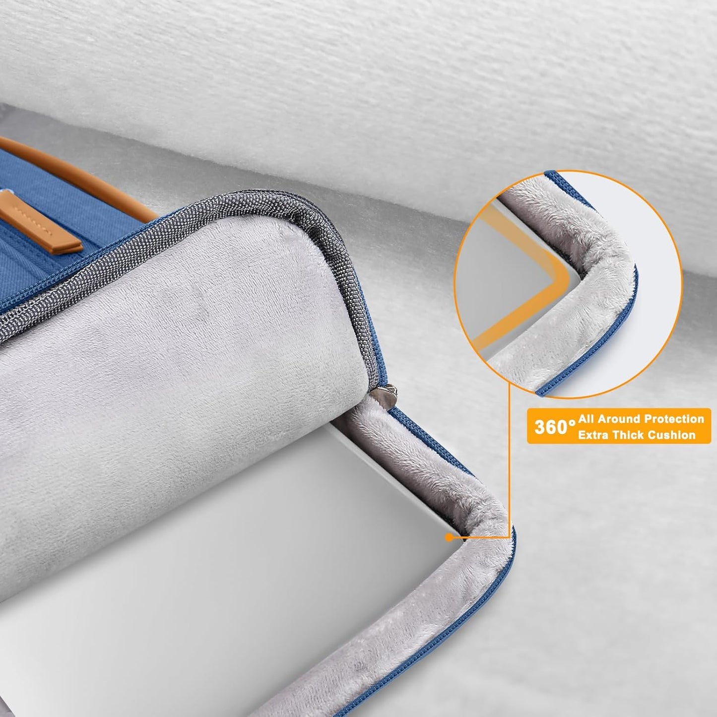 MOSISO 360 Protective Laptop Case 13.3 inch, 13-13.3 inch Laptop Sleeve Compatible with MacBook Air/Pro 13 / Pro 14,HP Dell Acer ASUS,Side Open Carrying Case with 4 Zipper Pockets&Handle, Cadet Blue