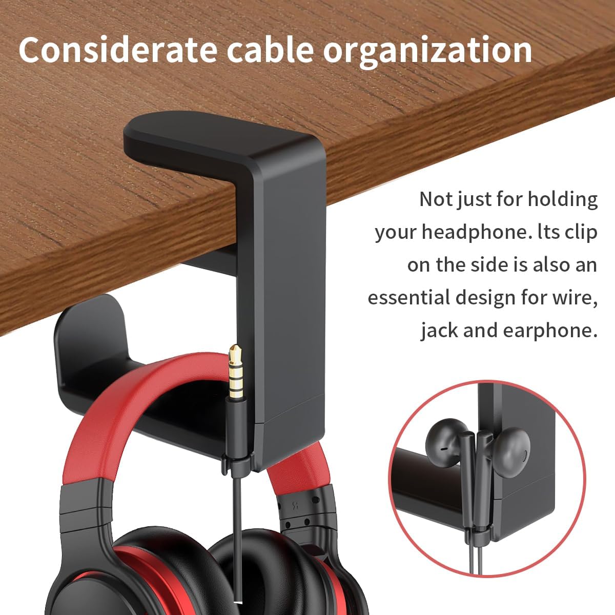 Adjustable Headphone Stand Holder - Universal Desktop Organizer for Gaming/Office Setup - Durable & Lightweight Design - Easy Installation - Modern Accessory - Black