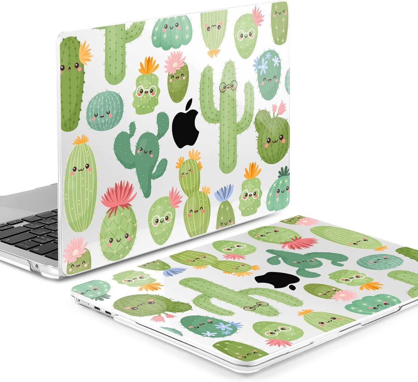 MEEgoodo Case for M4/M3/M2 MacBook Air 13.6 inch Case 2025 2024 2022, Fit Model A3240/A3113/A2681, Laptop Hard Shell with Keyboard Cover Compatible with MacBook Air 13 inch, Smiley Cactus