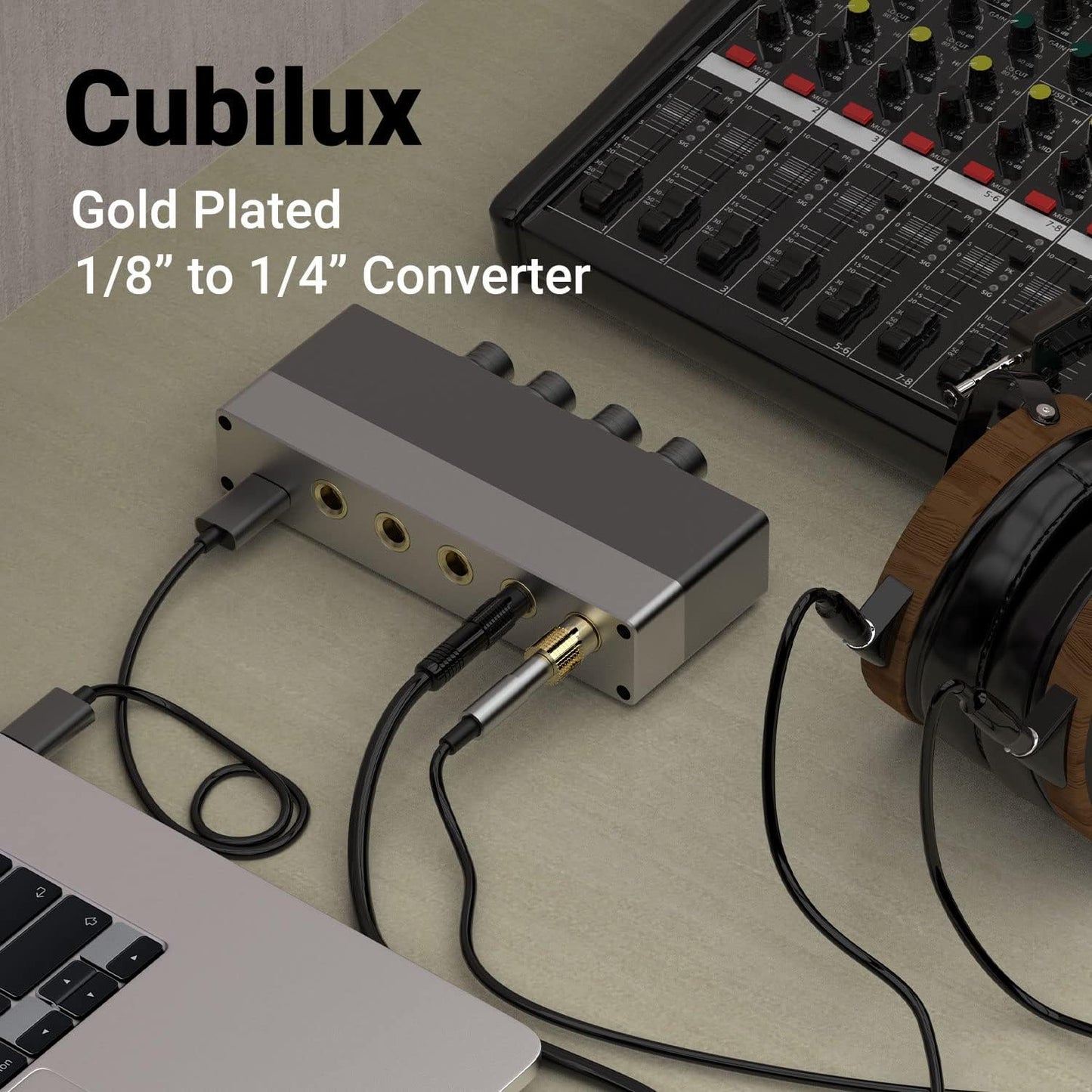 Cubilux 6.35mm to 3.5mm Audio Adapter, Gold Plated 1/4" Male to 1/8" Female TRS Stereo AUX Connector Converter for Guitar Keyboard Digital Piano Studio Monitor Amplifier Mixer Splitter, 3-Pack