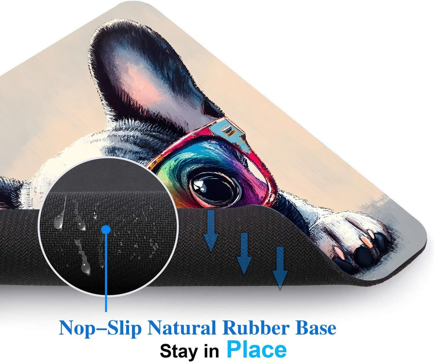 Funny Bulldog Dog Mouse Pads for Desk, Portable Wireless Computer Mouse pad Small Design with Women, Non-Slip Rubber Base Laptop Mousepad 9.5" x 7.9" Smooth Surface for Office & Travel