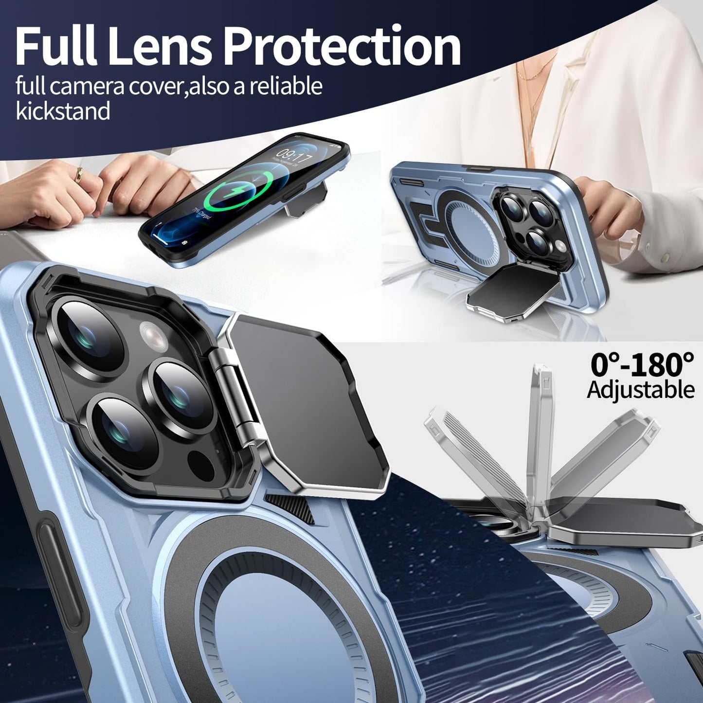 Camera Stand Case for iPhone 12 Pro Max, [Compatible with MagSafe] [Lens Cover] 2024 Version Military Grade Protective Soft Case for iPhone 12 Pro Max 6.7 inch Men Women, Grey