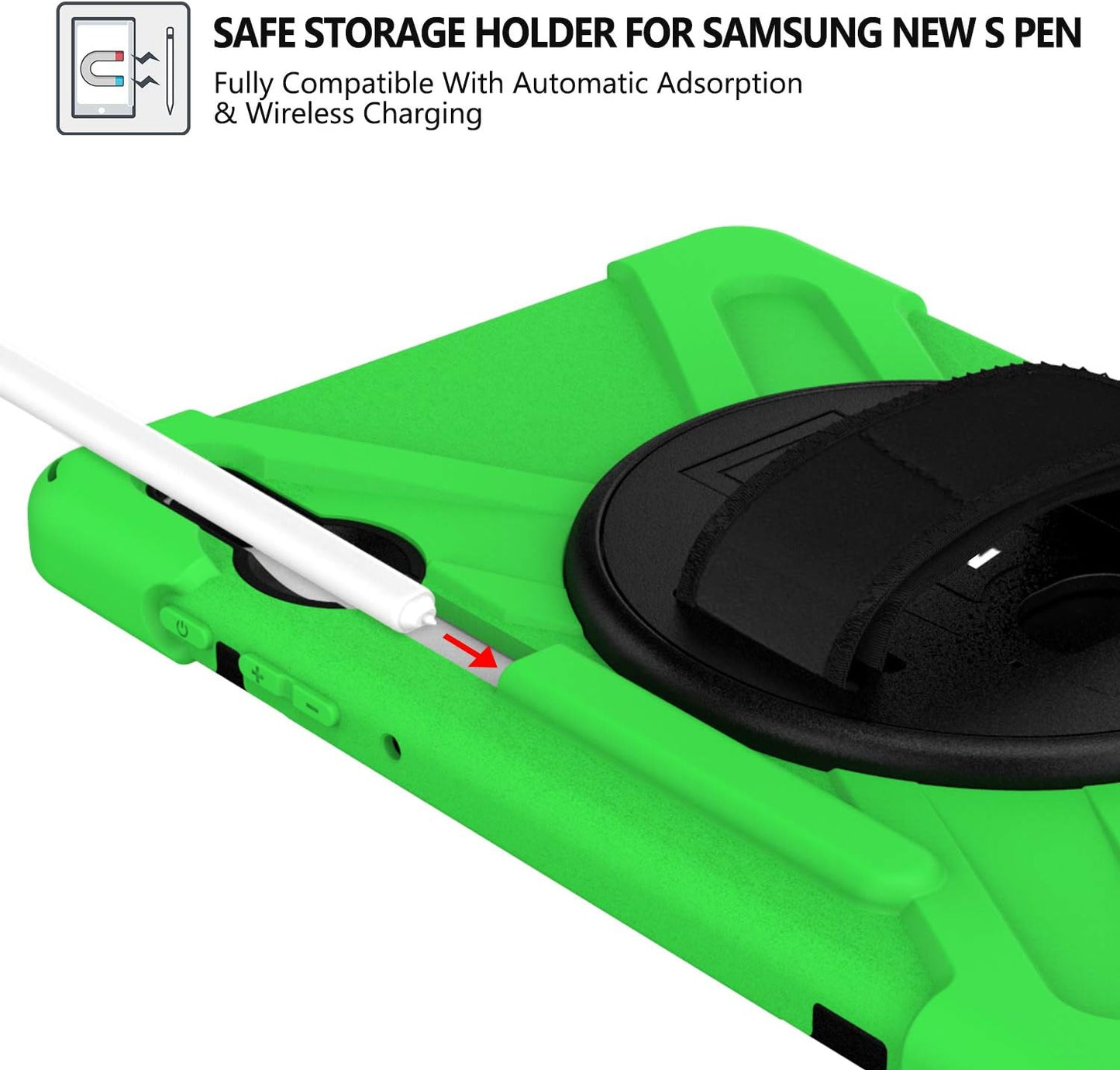 BRAECN for Galaxy Tab S6 Case with Pen Holder/Hand Strap/Rotating Stand/Shoulder Strap,Hybrid Heavy Duty Shockproof Case for 2019 Model 10.5 inch Galaxy Tab S6 Tablet(SM-T860/T865/T867)-Green