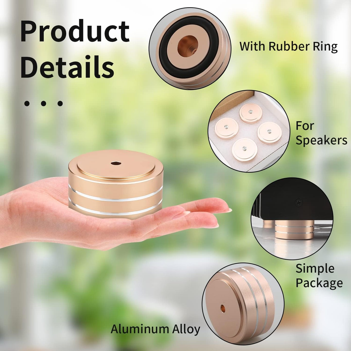 Audiocrast 4X HiFi Speaker Spikes Isolation Feet Pad, Aluminum 40x20mm Turntable Stand Feet Amplifier Shock Absorber Non-Slip Hi-End Floor Protector for Subwoofer DAC CD Turntable Amp