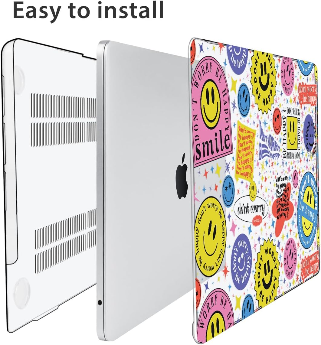 Compatible with 2025 2024 2023 2022 MacBook Air 13 inch Case M4 A3240 M3 A3113 M2 A2681, Hard Shell &Keyboard Cover&Screen Film&Webcam Cover for New M4 Mac Air 13.6 inch with Touch ID, Smile