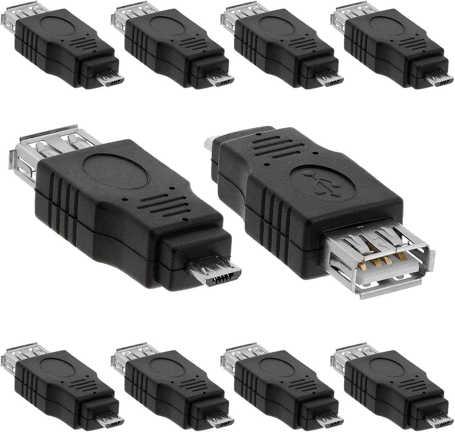 Cmple - [10 Pack Micro USB to USB Adapter Standard USB 2.0 A Female Jack to Micro B Male Plug OTG Connector Converter for Cameras Tablets Phones Dash Cams Transfer Photos to Computer