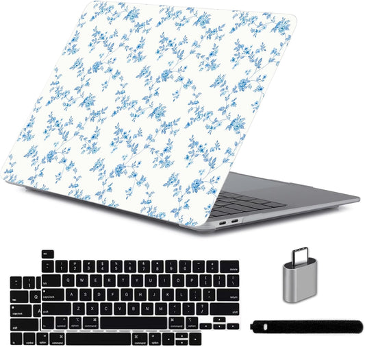 LanBaiLan Compatible for MacBook Pro 13‘’ with Touch Bar 2022 2021 2020 2019 2018 2017 2016 Release M1 M2 A2338 A2289 A2251 A2159 A1989 A1706 A1708 Protective Case & Keyboard Cover, Engraved Floral