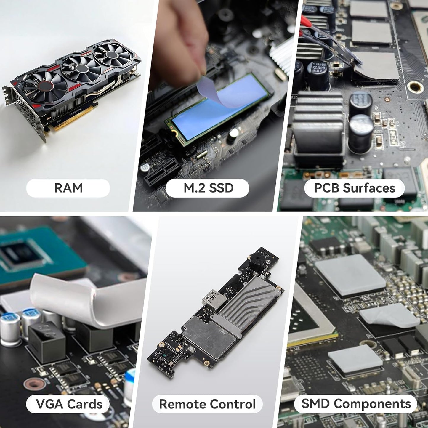 Aairhut 3 Pack 13 W/m.K Thermal Pads M.2, 70 x 20 mm x [0.5 mm + 1 mm + 1.5 mm] Highly Efficient Thermal Conductivity Silicone Cooling Pads for Laptop Heatsink CPU GPU SSD IC LED Cooler