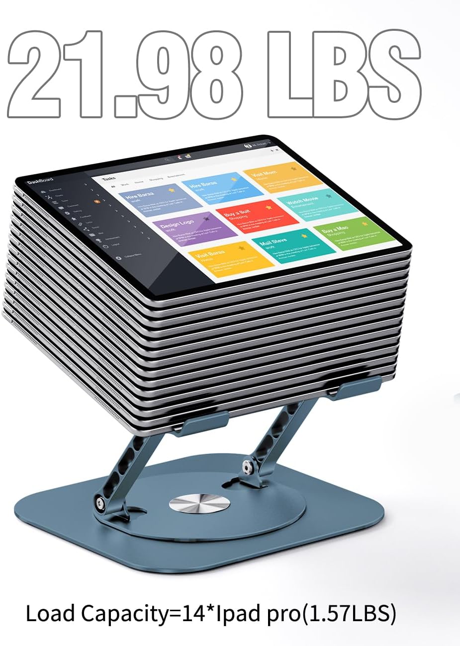 Adjustable Laptop Stand with 360 Rotating Base, Computer Stand for Laptop Ergonimic Foldable Laptop Riser for Desk Compatible with MacBook Pro/Air Notebook up to 16 Inches, Navy