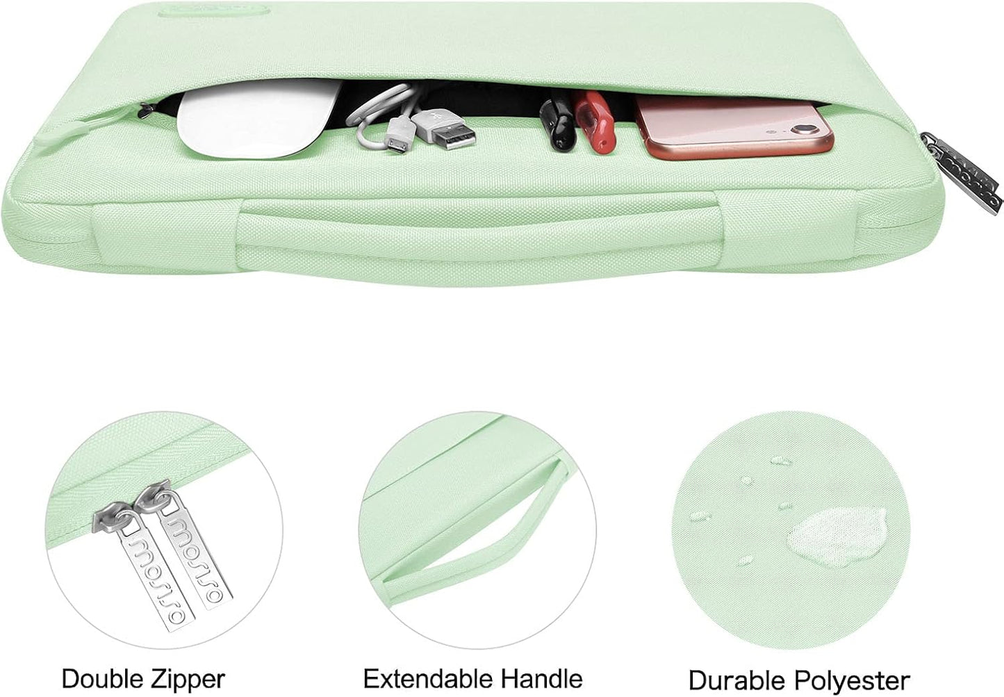 MOSISO Compatible with MacBook Air 13 inch Case 2025 2024 2023 2022 M4 A3240 M3 A3113 M2 A2681, Hard Shell&Sleeve Bag&Keyboard Skin&Webcam Cover&Screen Film for MacBook Air 13.6 inch, Tea Green