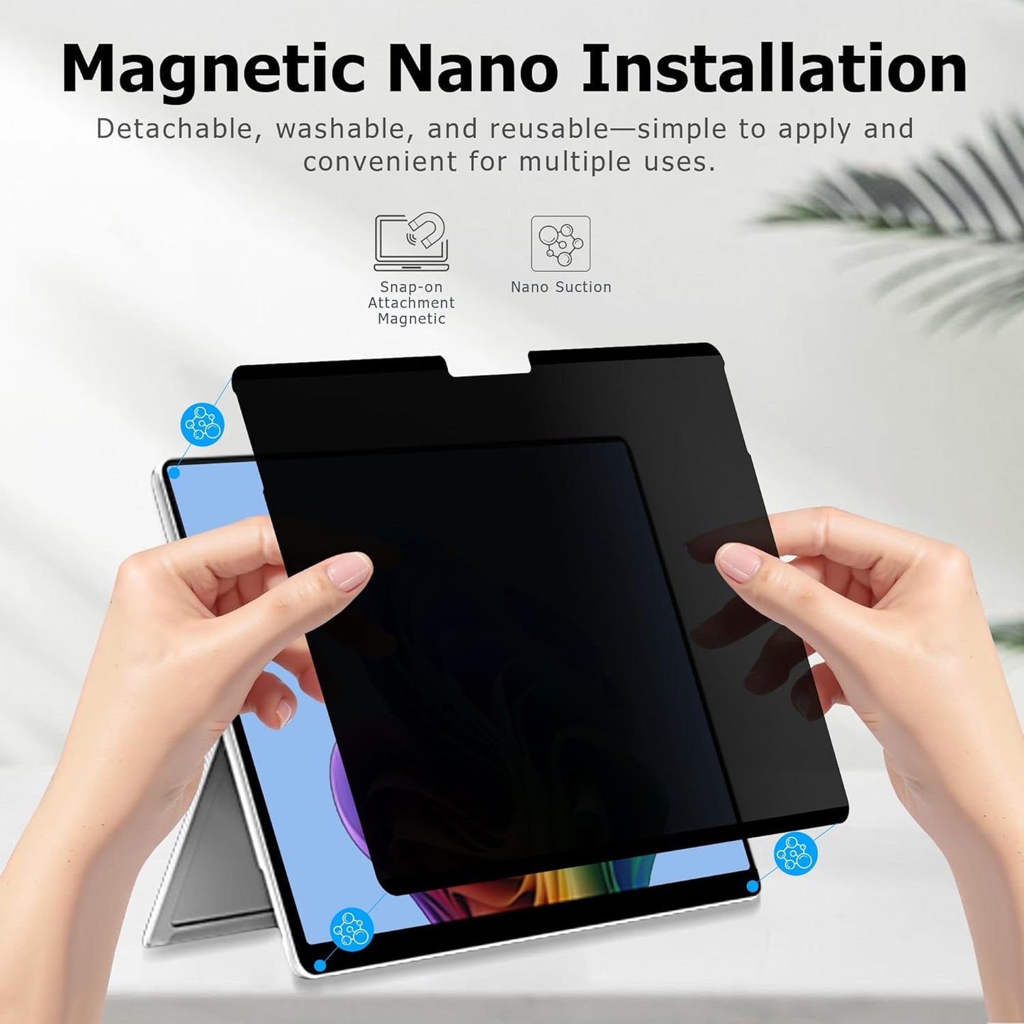 Adeway Magnetic Privacy Screen for Surface Pro 12 inch (2025), Anti-Glare, 30° Side View Protection, Washable & Reusable Filter, Bubble-Free Installation