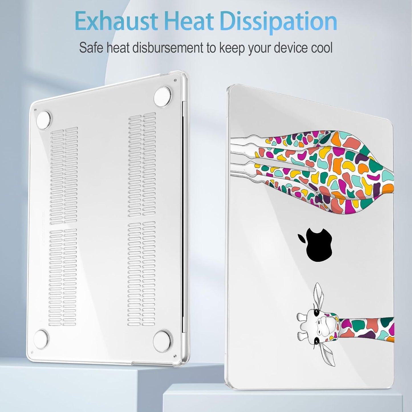 Mektron for 2025 M4 MacBook Air 13.6 Inch A3240 Case Fits 2023 A2681 M2 2024 A3113 M3 Chip with Liquid Retina Display Touch ID, Printed Plastic Hard Shell Cover for MacBook Air 13.6", Giraffe