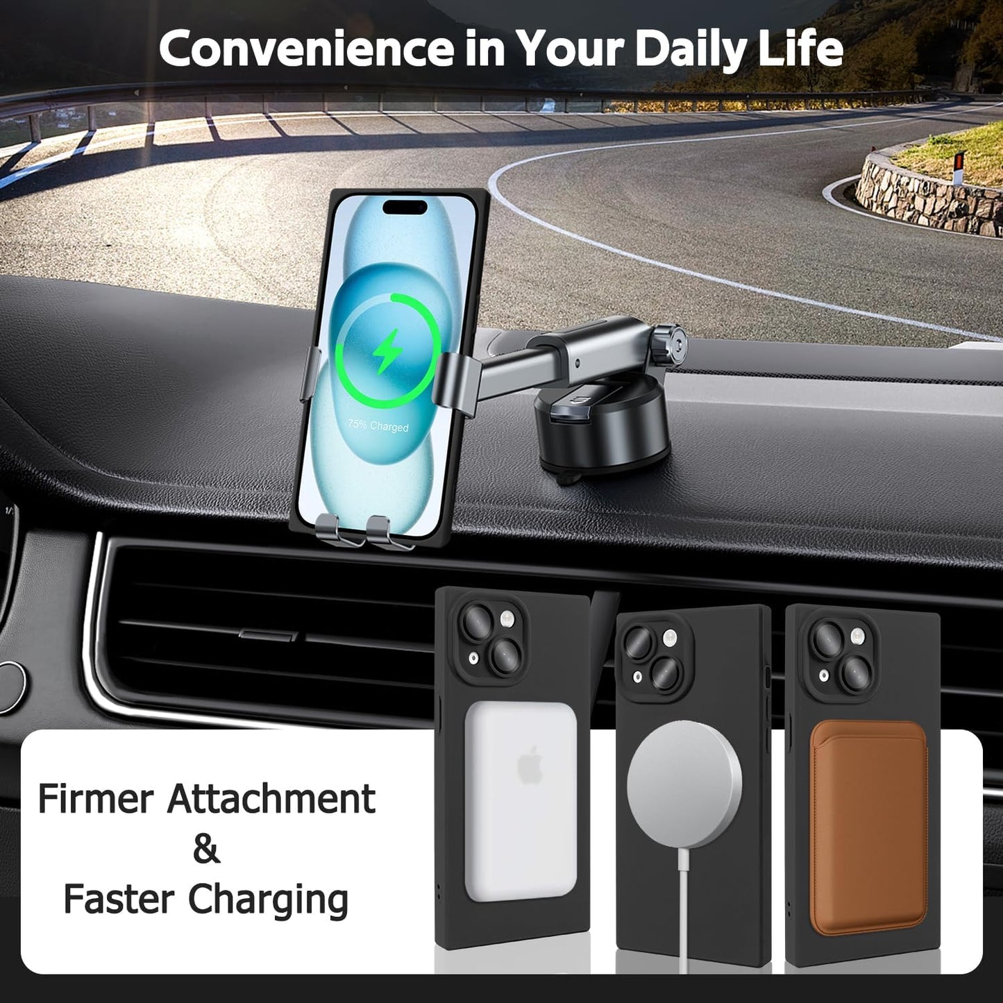 Designed for iPhone 15 Case Compatible with Magsafe Cover Camera Lens Protector Military Grade Protection Shockproof Soft TPU Slim Magnetic Phone Case for iPhone 15 Black