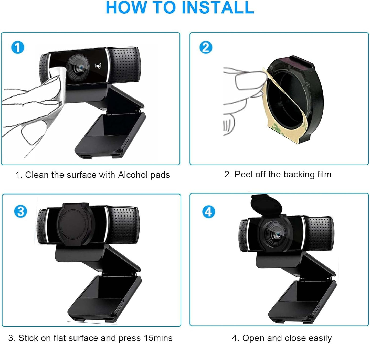 2 Pack Universal Webcam Cover, Desktop Computer External Webcam Lens Covers Shutter Cap Hood, Streaming Web Camera Privacy Cover Clip Compatible with Logitech HD Pro Webcam C270/C615/C920/C930e/C922X