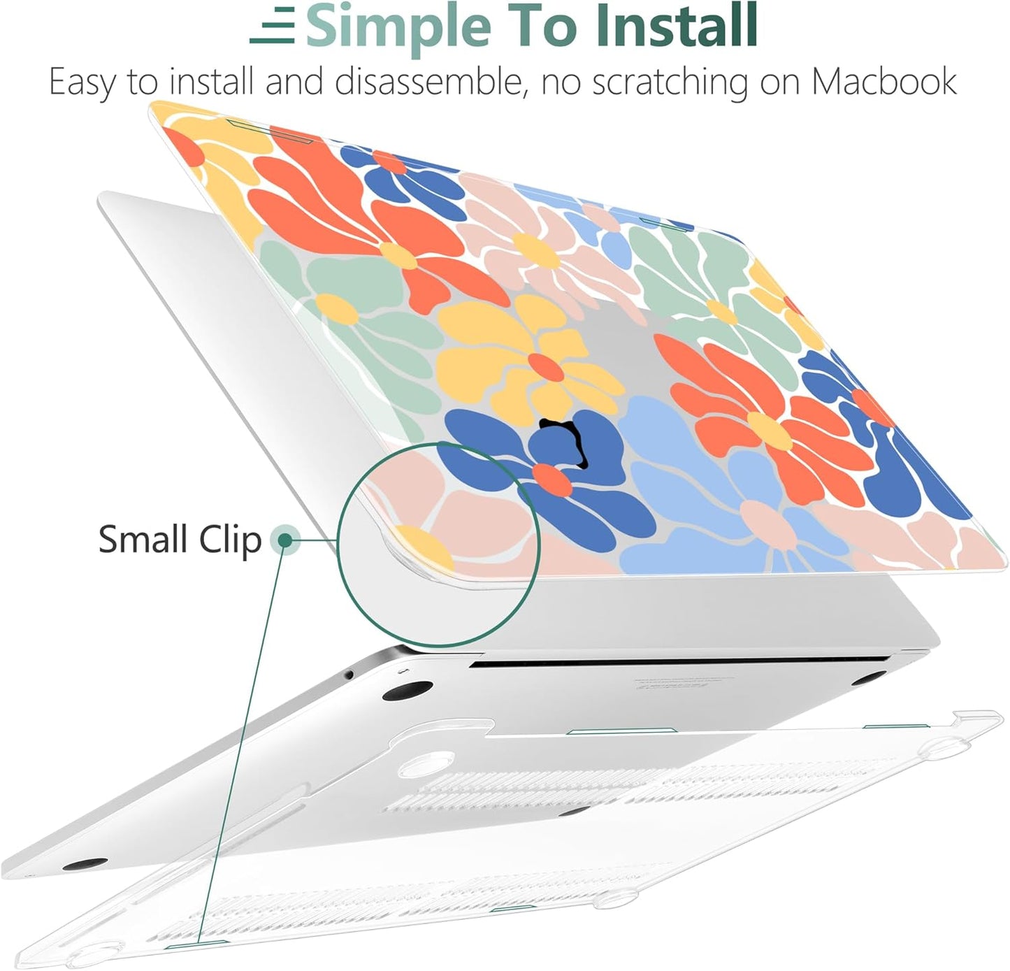 TWOLSKOO Compatible with MacBook Pro 13 inch Case 2023-2016 A2338 M2/M1 A2251 A2289 A2159 A1989 A1706, Plastic Hard Shell Cover & Keyboard Skin & Screen Protector, Chamomile Blue