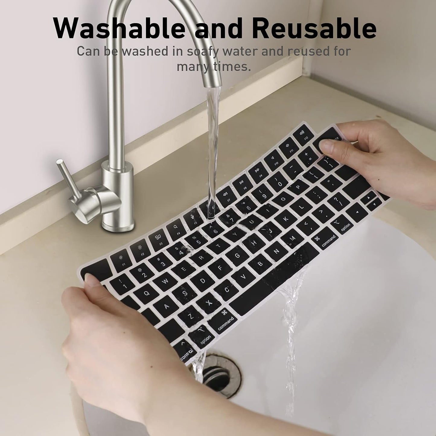 Allinside Silicone Keyboard Cover for iMac Magic Keyboard A2449/A2450, Protective Skin for iMac 24" Wireless Keyboard Released in 2021, US Layout, Black