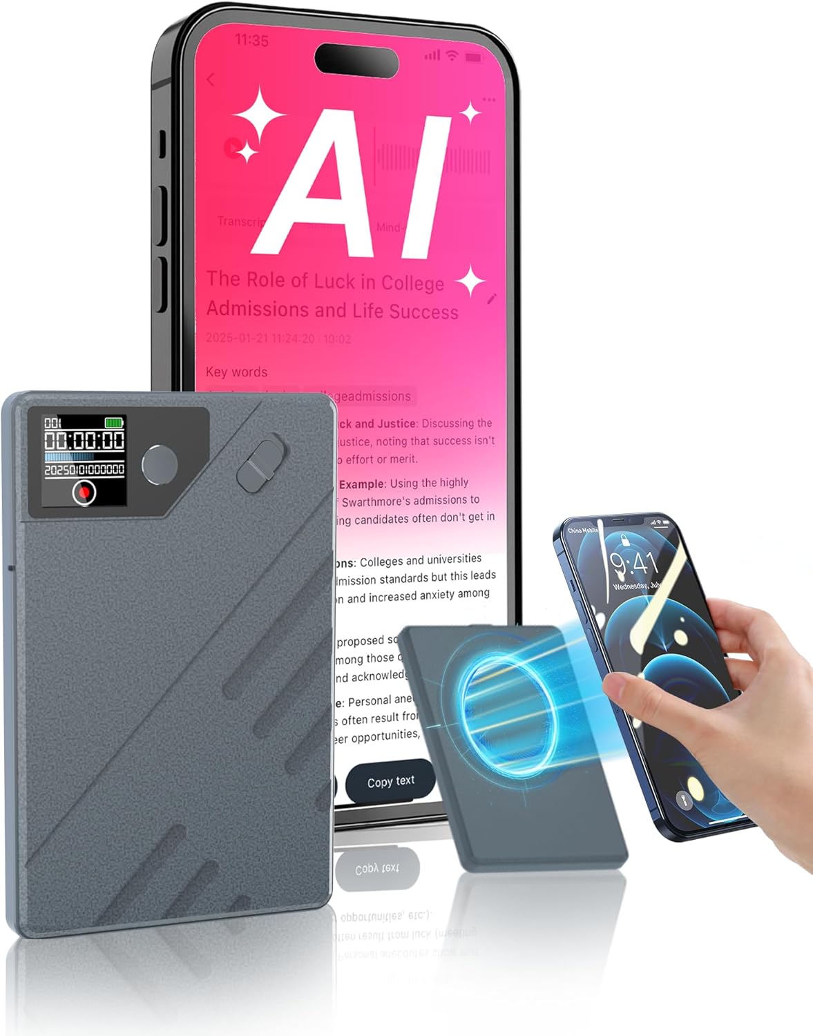 Ai Voice Recorder, Note Voice to Text Recorder W/Magnetic Case, App Control, Transcribe & Summarize with by Chatgpt, Support 112 Languages, 64GB Memory, Audio Recorder for Lectures, Meetings, Calls