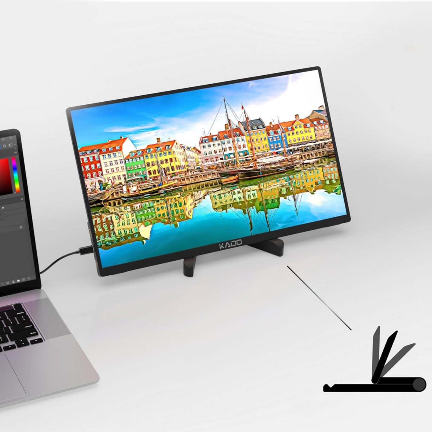 Kado Tablet Stand for Tablet, Adjustable Portable Monitor Holder, Foldable iPad Accessories for Office Compatible with Kindle, Switch, Surface Pro, iPad Pro/Air/Mini, iPhone Pro/Max/Plus