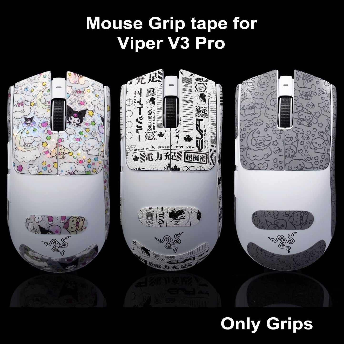 Grip Tape for Razer Viper V3 Pro - Anti-Slip,Enhanced Control, Sweat Resistance,Improves FPS Gaming Grip & Mouse Protection [Pre-Cut] Black White