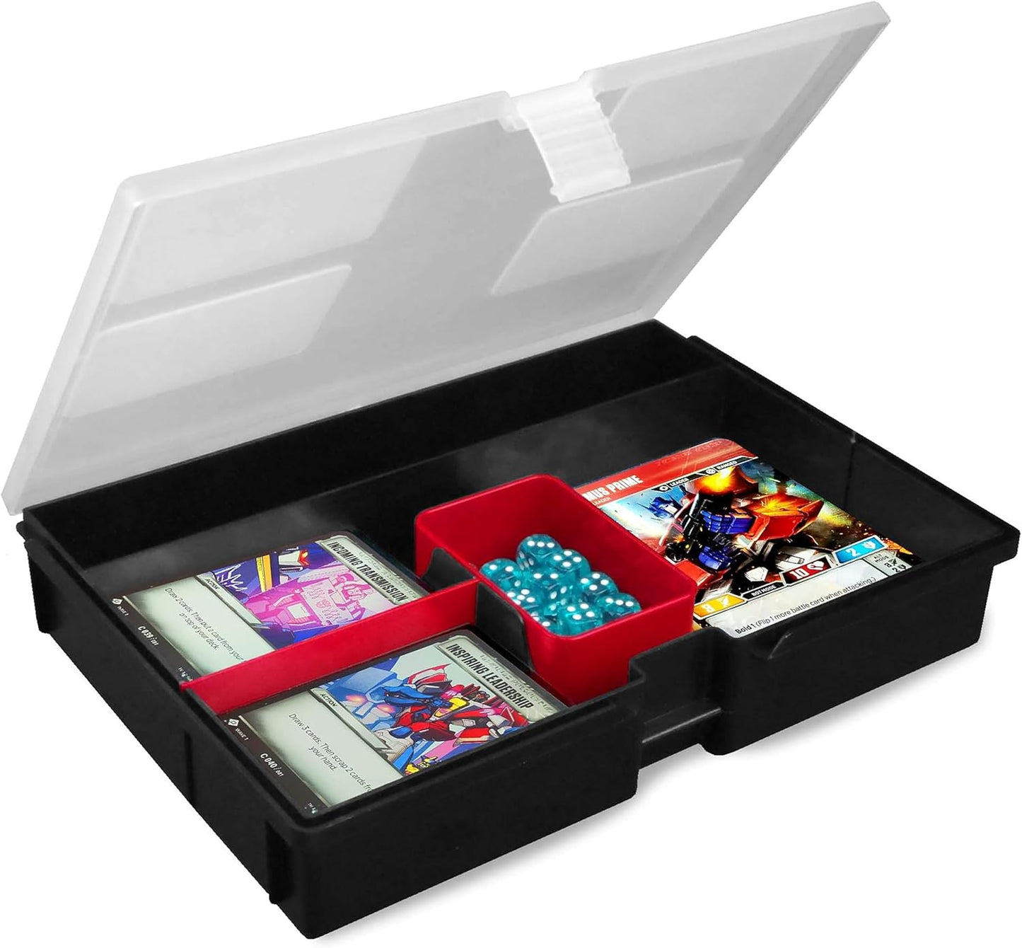 BCW Prime X4 Gaming Box | Playing Card Storage Box for Decks and Game Accessories, Includes Removable Dividers and Dice Trays | Trading Card Storage Box for Gaming (Standard)