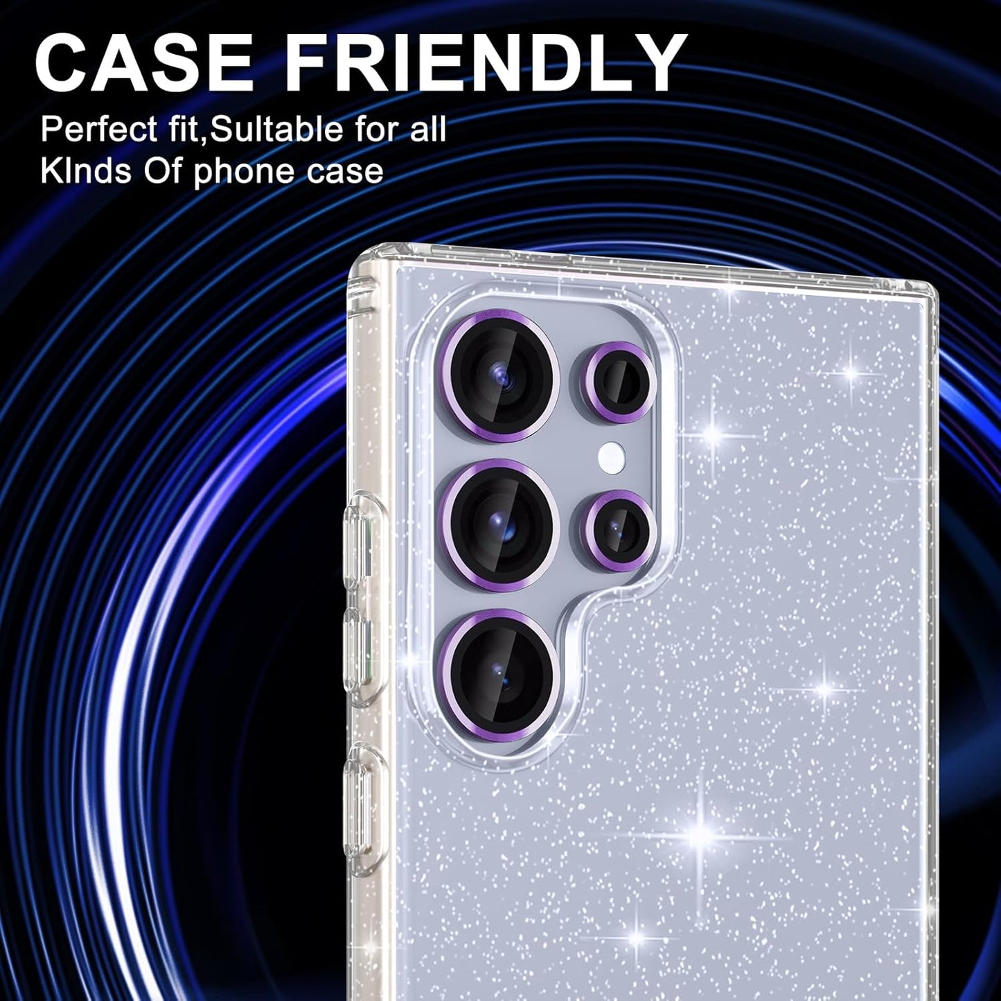 for Samsung Galaxy S25 Ultra Camera Lens Protector, Individual Metal Ring Tempered Glass Lens Cover, [Strong Adsorption] Scratch Resistant Ultra-Thin HD Clear Lens Cover, 1 Set-Purple