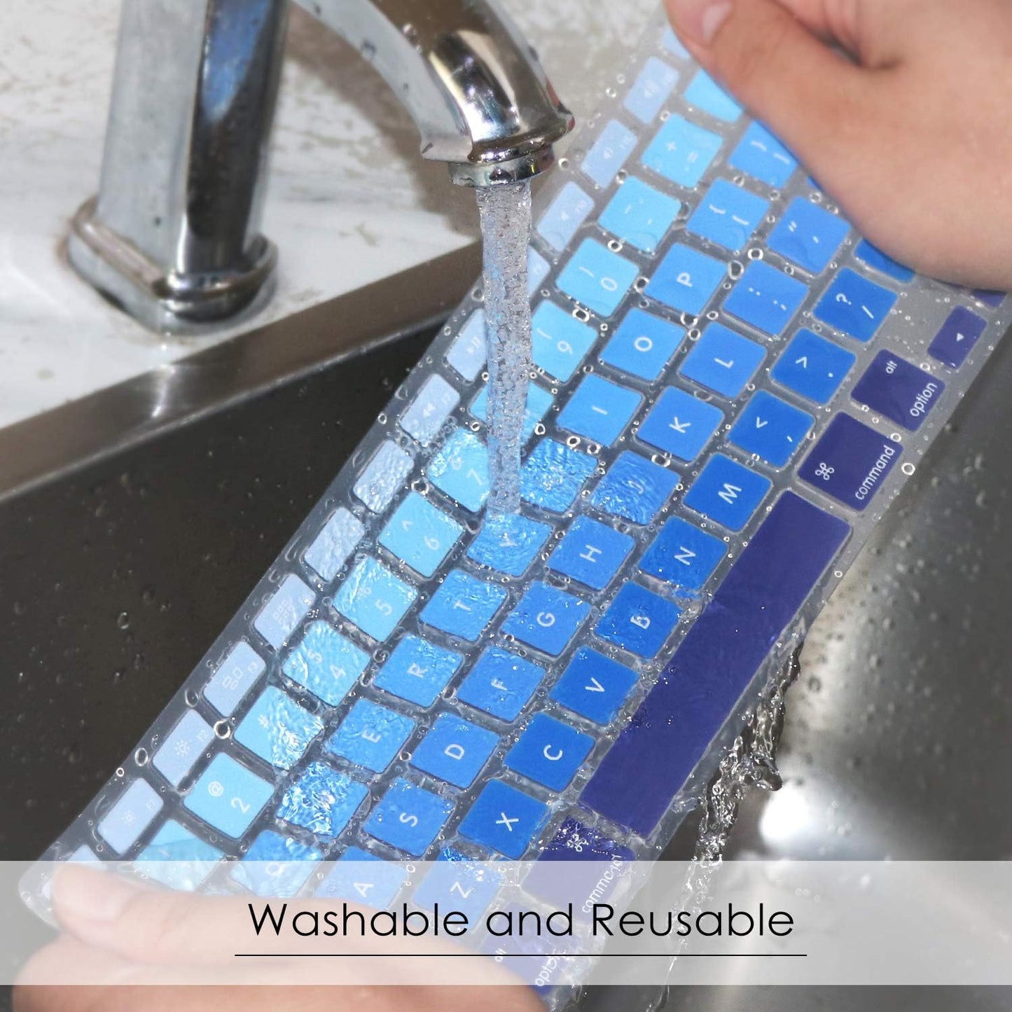 Allinside Blue Ombre Keyboard Cover Skin for MacBook Pro 13" 15" 17" (2015 or Older Version), MacBook Air 13" A1369/A1466, Older iMac Wireless Keyboard MC184LL/B