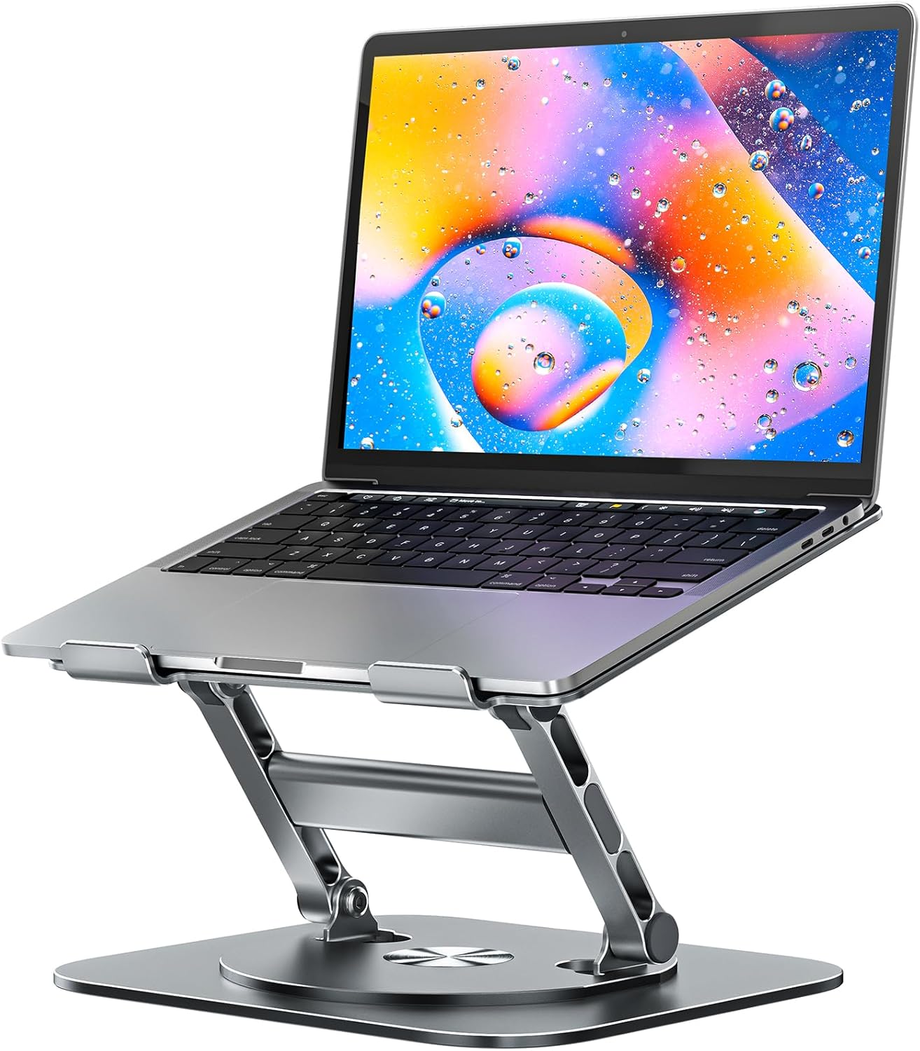 Laptop Stand, 360 Swivel Aluminum Computer Stand Ergonomic Laptop Riser Notebook Holder Compatible with 17 inch MacBook Air Pro, Dell XPS, HP, Lenovo More Laptops,Grey
