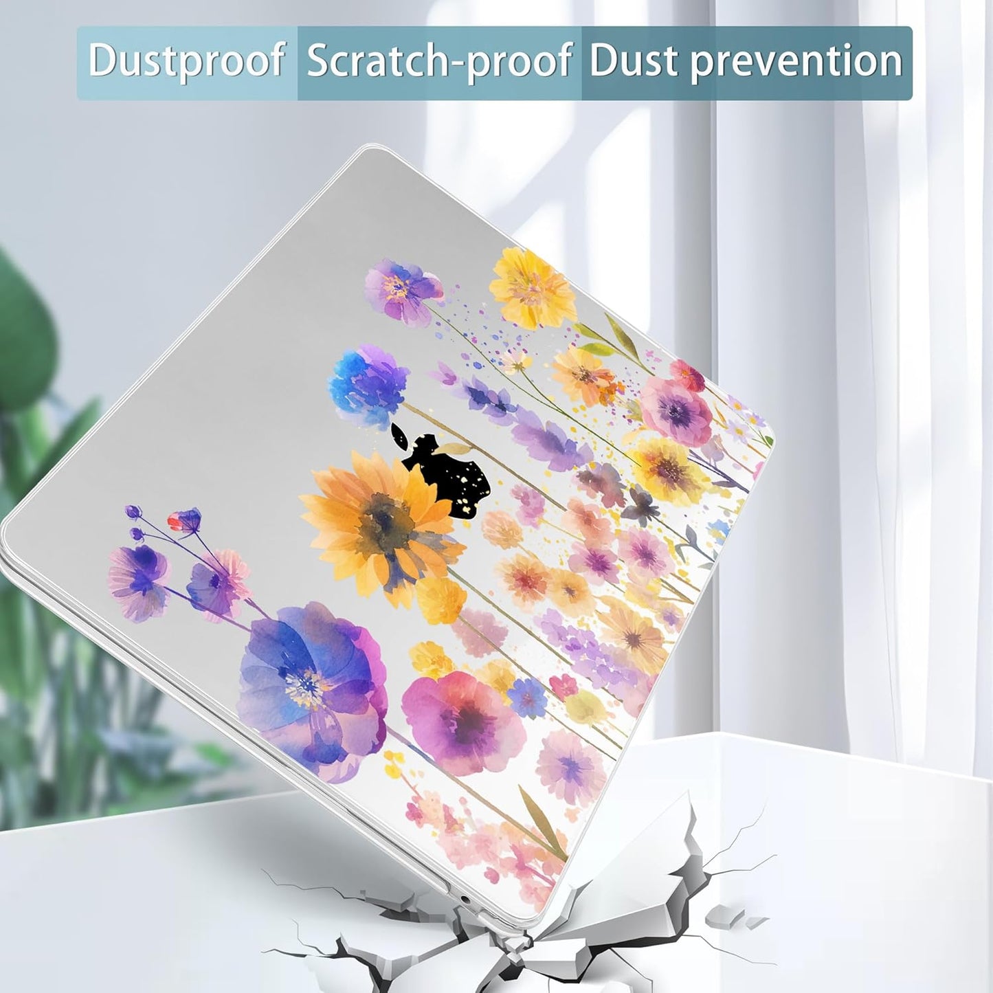 May Chen for MacBook Air 13.6 inch Case A3240 M4 A3113 M3 A2681 M2 with Retina Dispaly, 2025 2024 2023 2022 Release, Plastic Hard Shell Case with Screen Protector & Keyboard Cover, Watercolor Flower