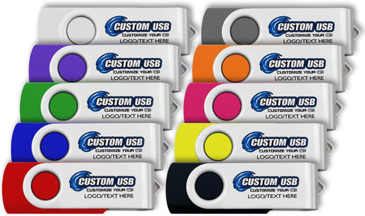 ABLAZE Custom Flash Drive 2GB 100 Pack, Personalized USB Drives Custom USB 2.0 Thumb Drives 100 Pack Memory Stick (Mixcolors)