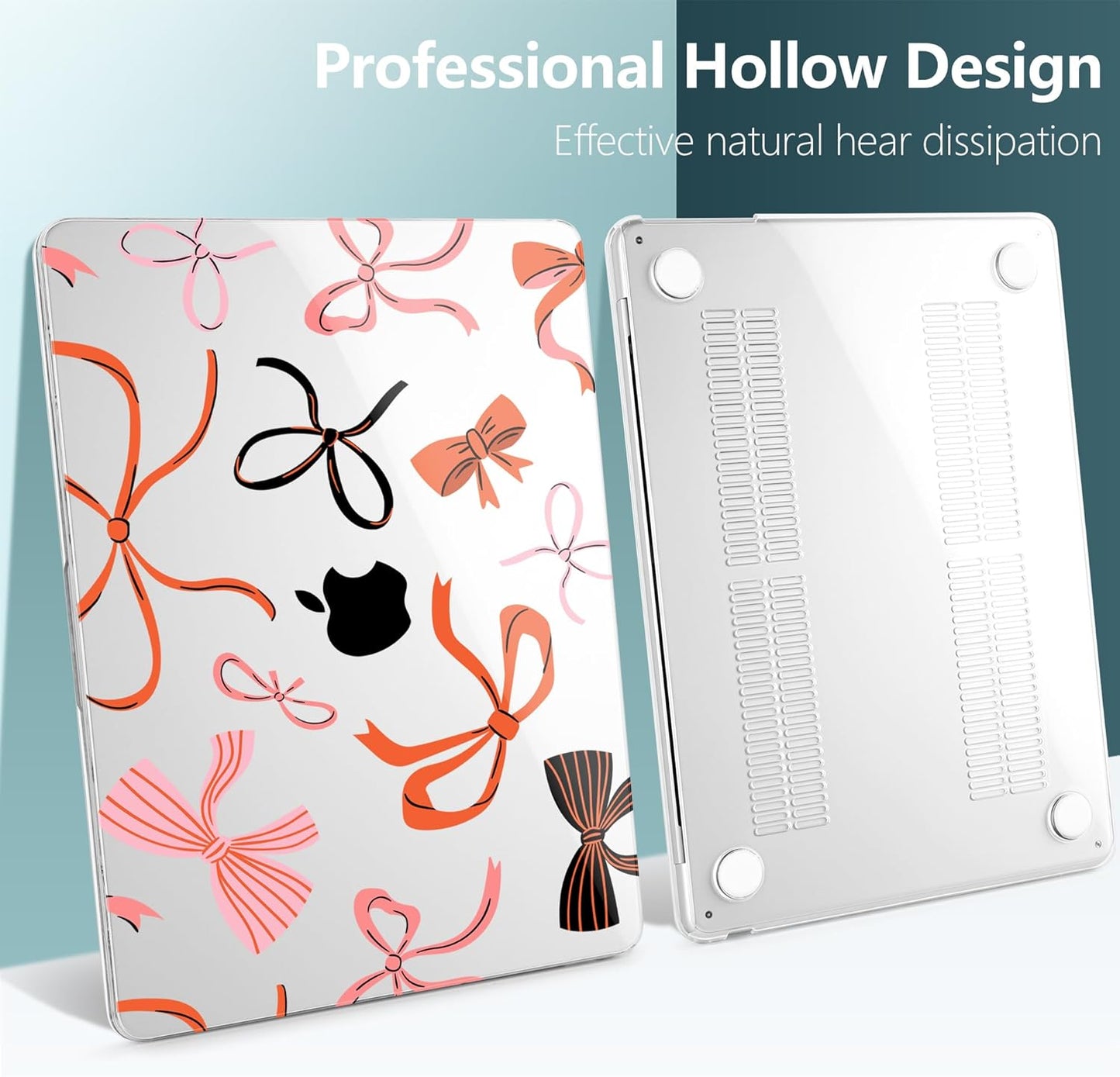 TWOLSKOO Compatible with M4 MacBook Air 15 inch Case 2025-2023 Released Model M4 A3241 M3 A3114 M2 A2941, Plastic Hard Shell & Screen Protector & Keyboard Cover & Type C Adapter, Red Bows