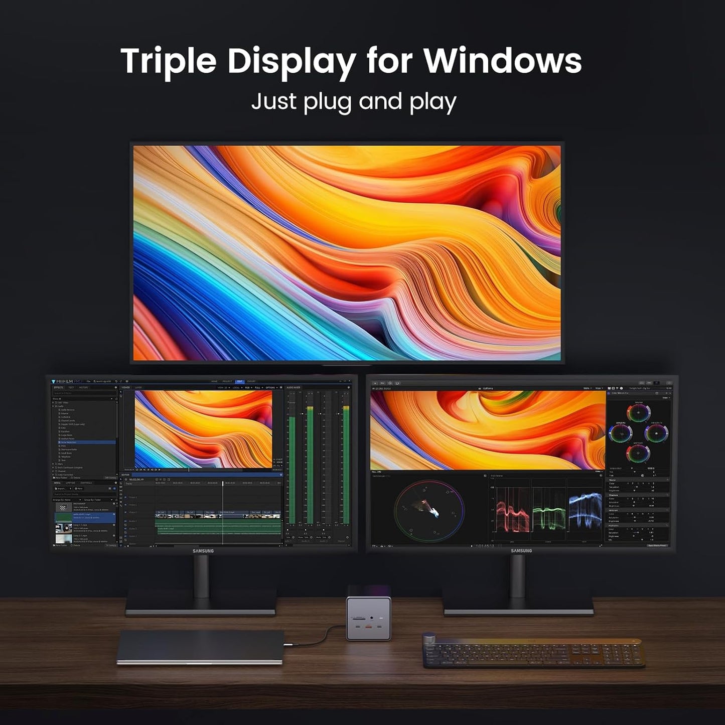 TobenONE USB C Docking Station Dual/Triple Monitors with 150W Power Adapter for Dell/HP/Lenovo/Surface/Asus/Chromebook, 2 HDMI, DP, 5 USB, Ethernet, SD 4.0/Micro SD